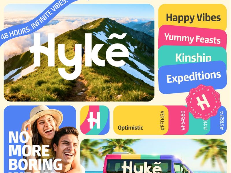 Hyke | Travel Startup Visual Branding Bentogrid