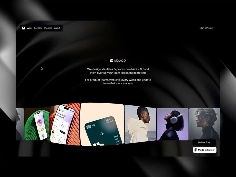 Molaco: Free Design Studio Portfolio Template for Framer