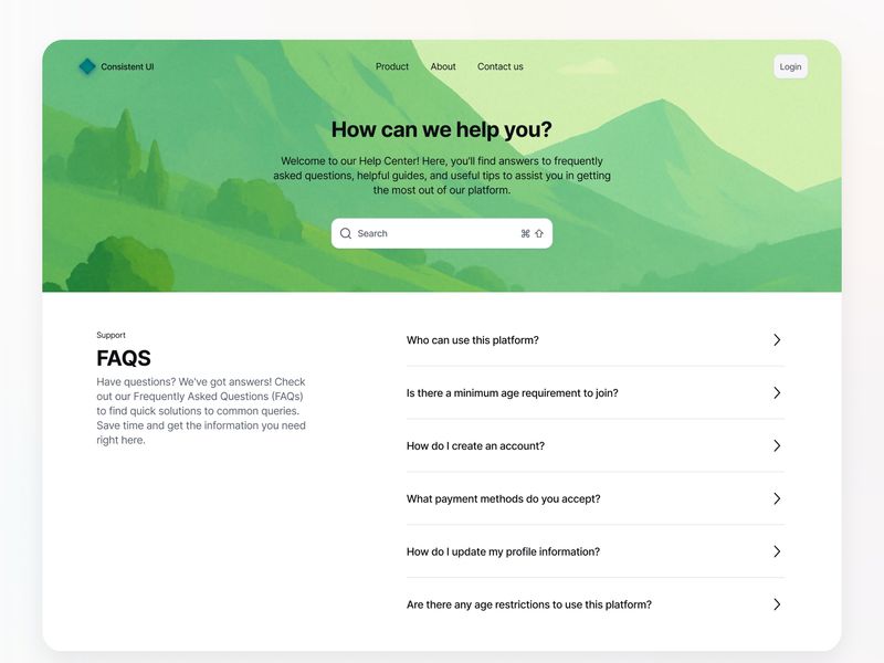 FAQ Screen - Consistent UI
