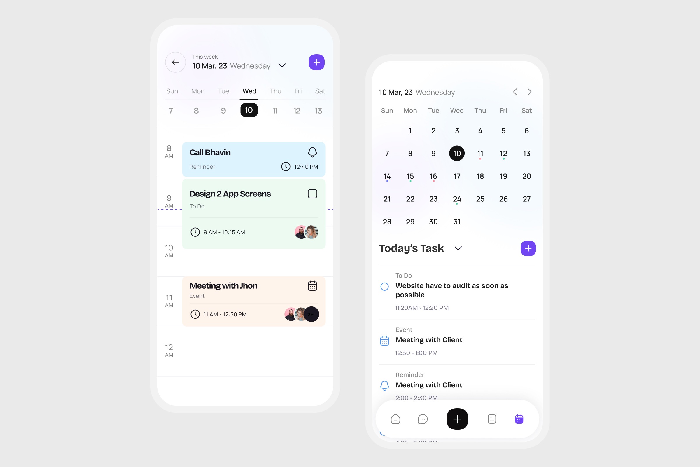 Smart Calendar & Task Management App UI