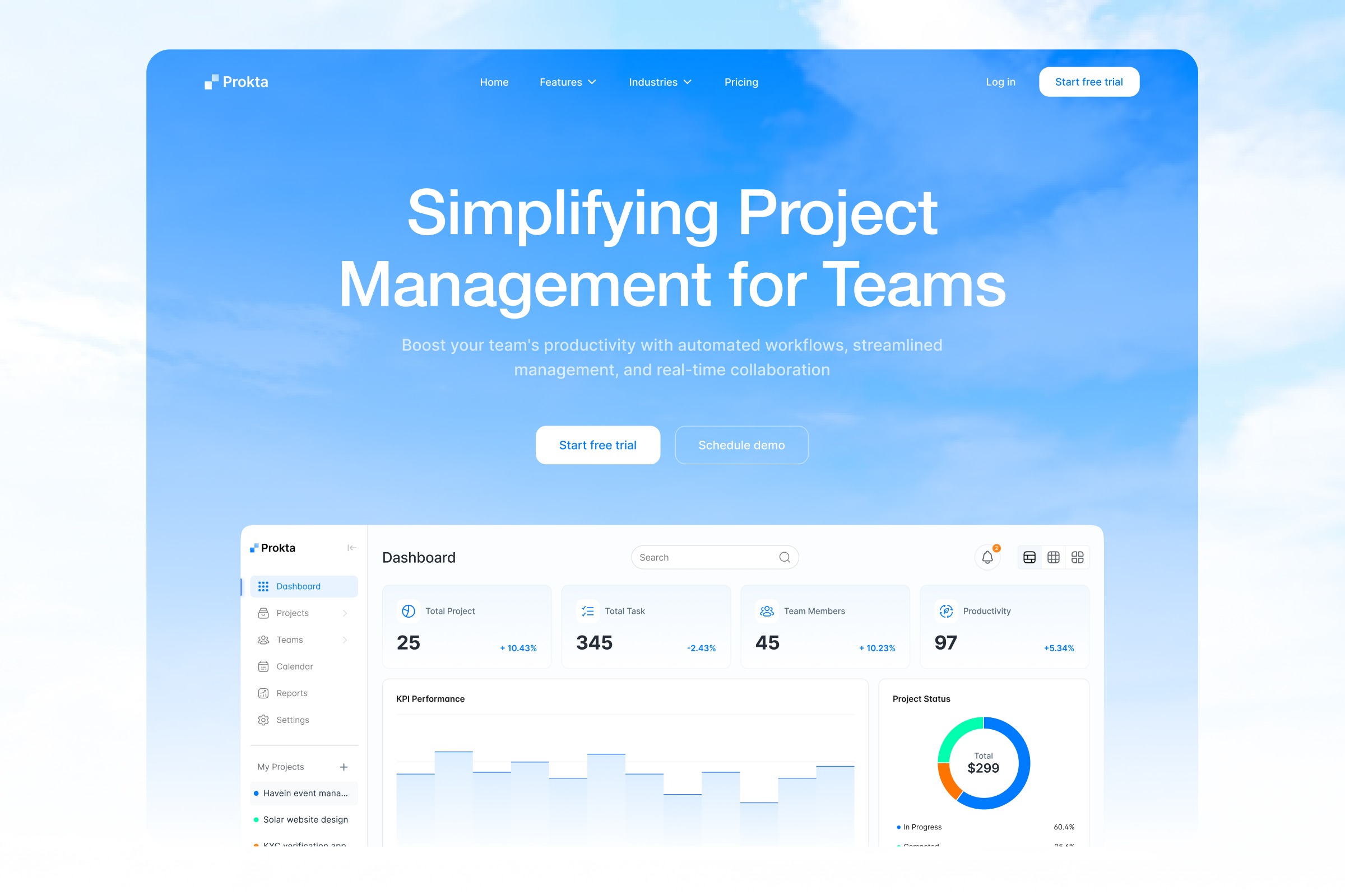 Project Management SaaS Website Landing Page Hero Section