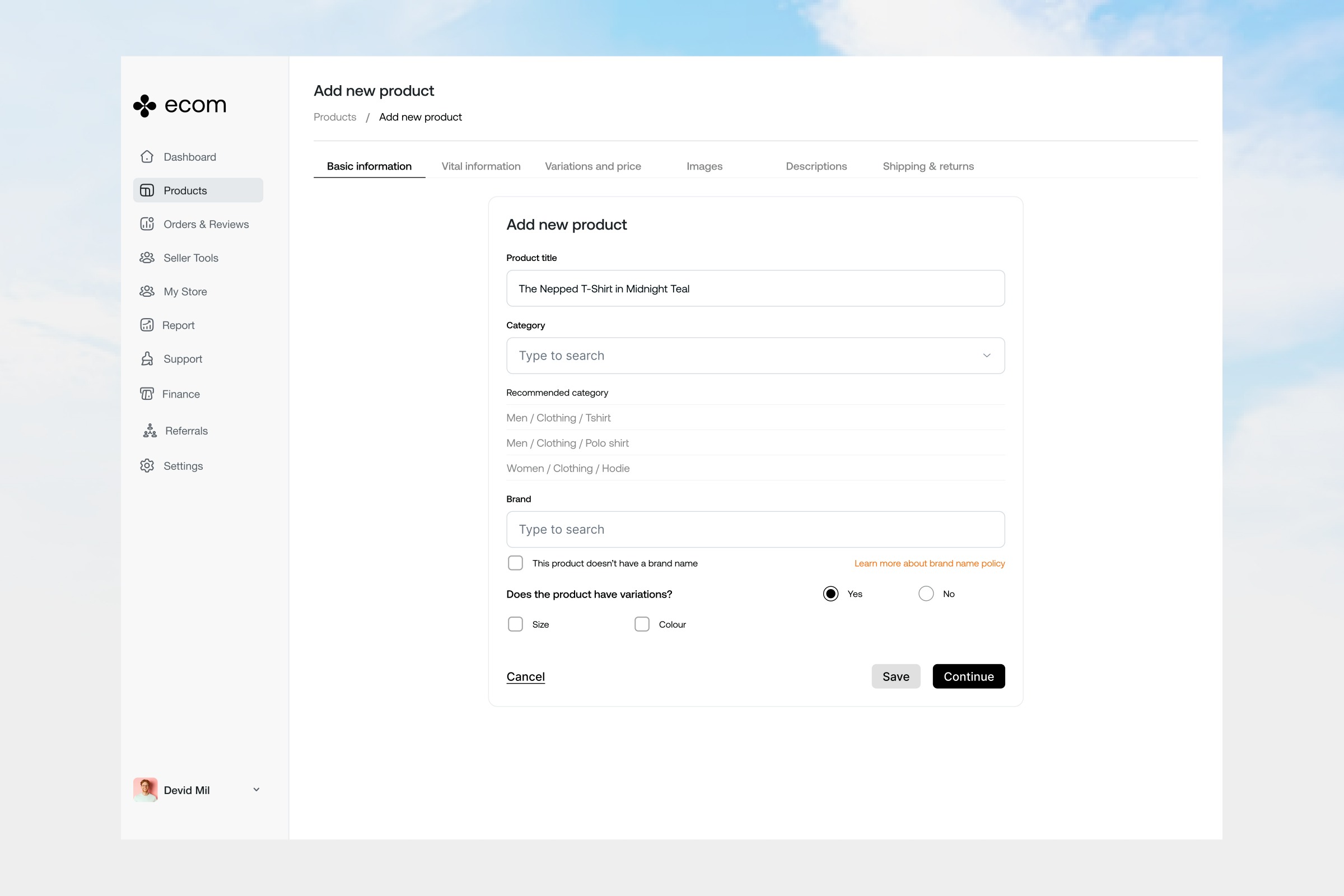 E-commerce Product Upload Dashboard