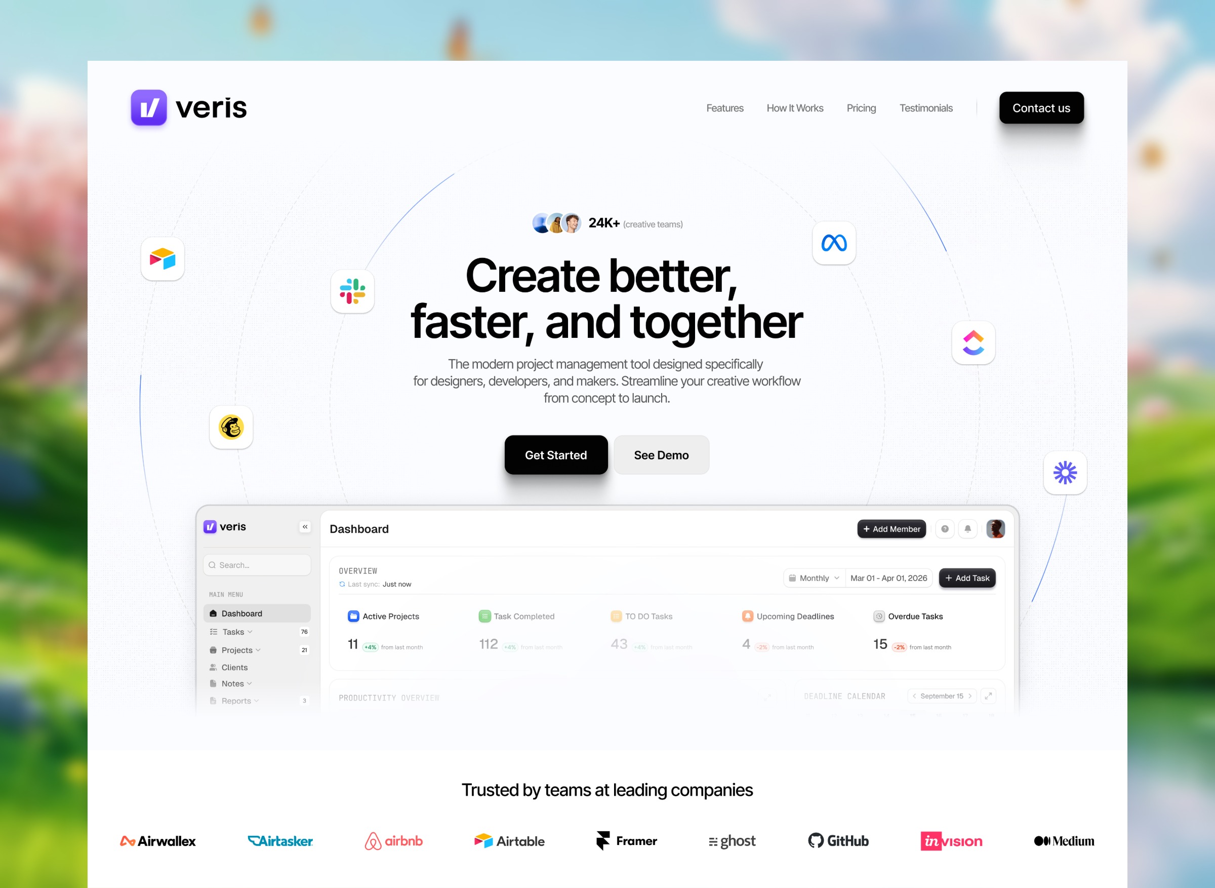 Project Management Website Hero Section — Designing for Faster Team Collaboration