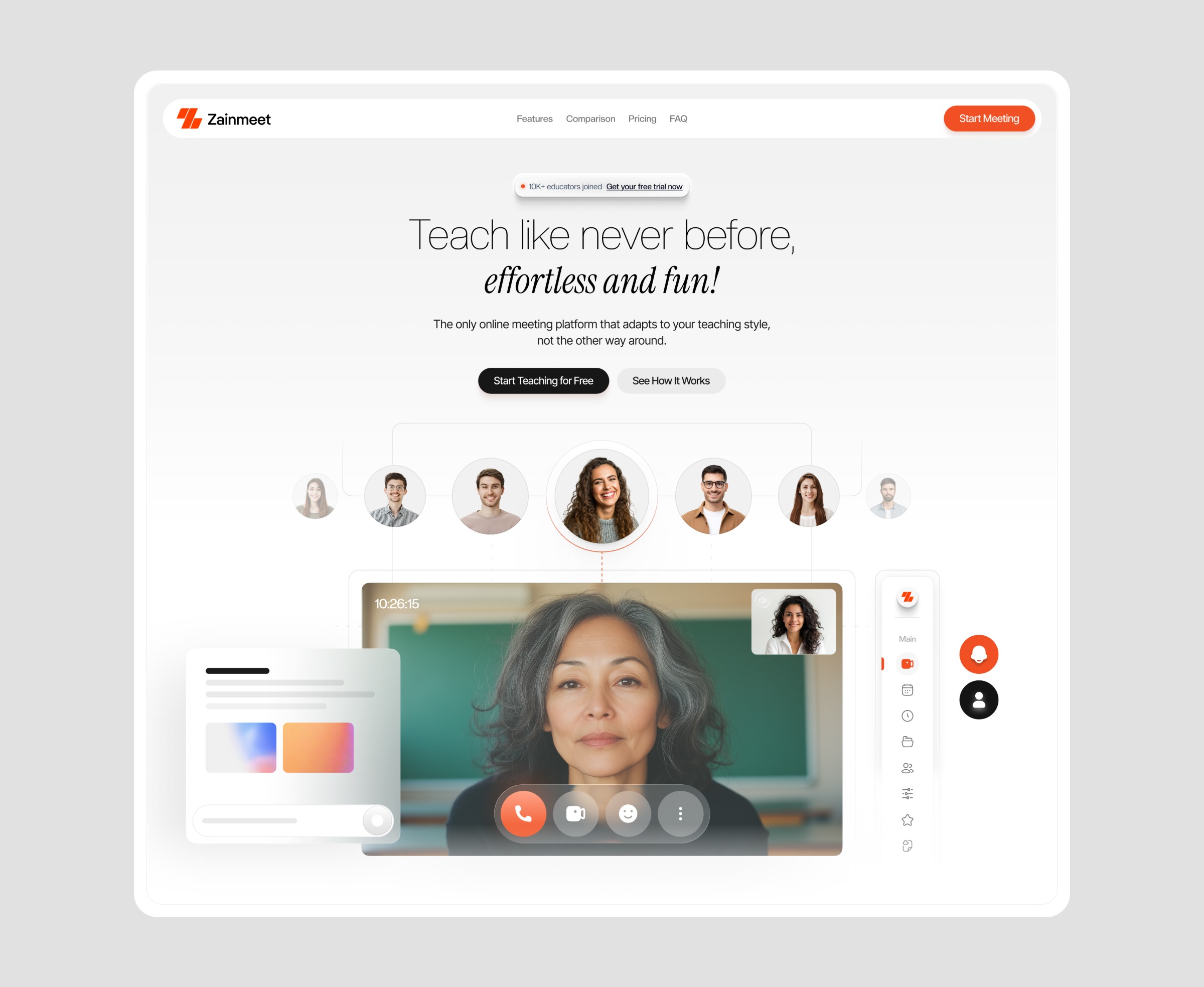Online Teaching Platform Hero Section UI