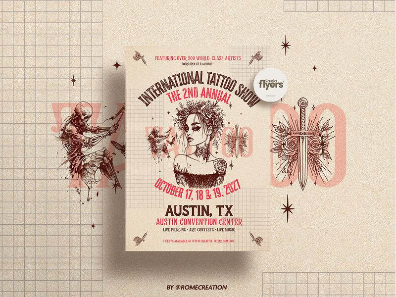 Vintage Tattoo Flyer | PSD Asset