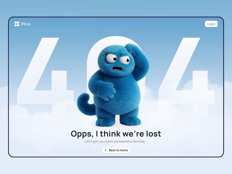 Pliro — 404 Error Page with 3D Mascot