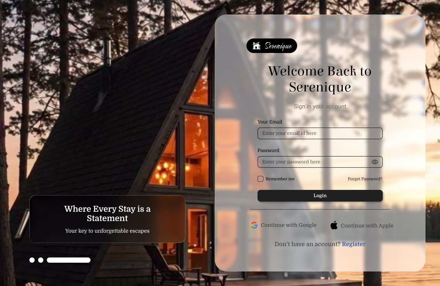 Clean & Elegant Login Screen for Hotel Booking Image 0