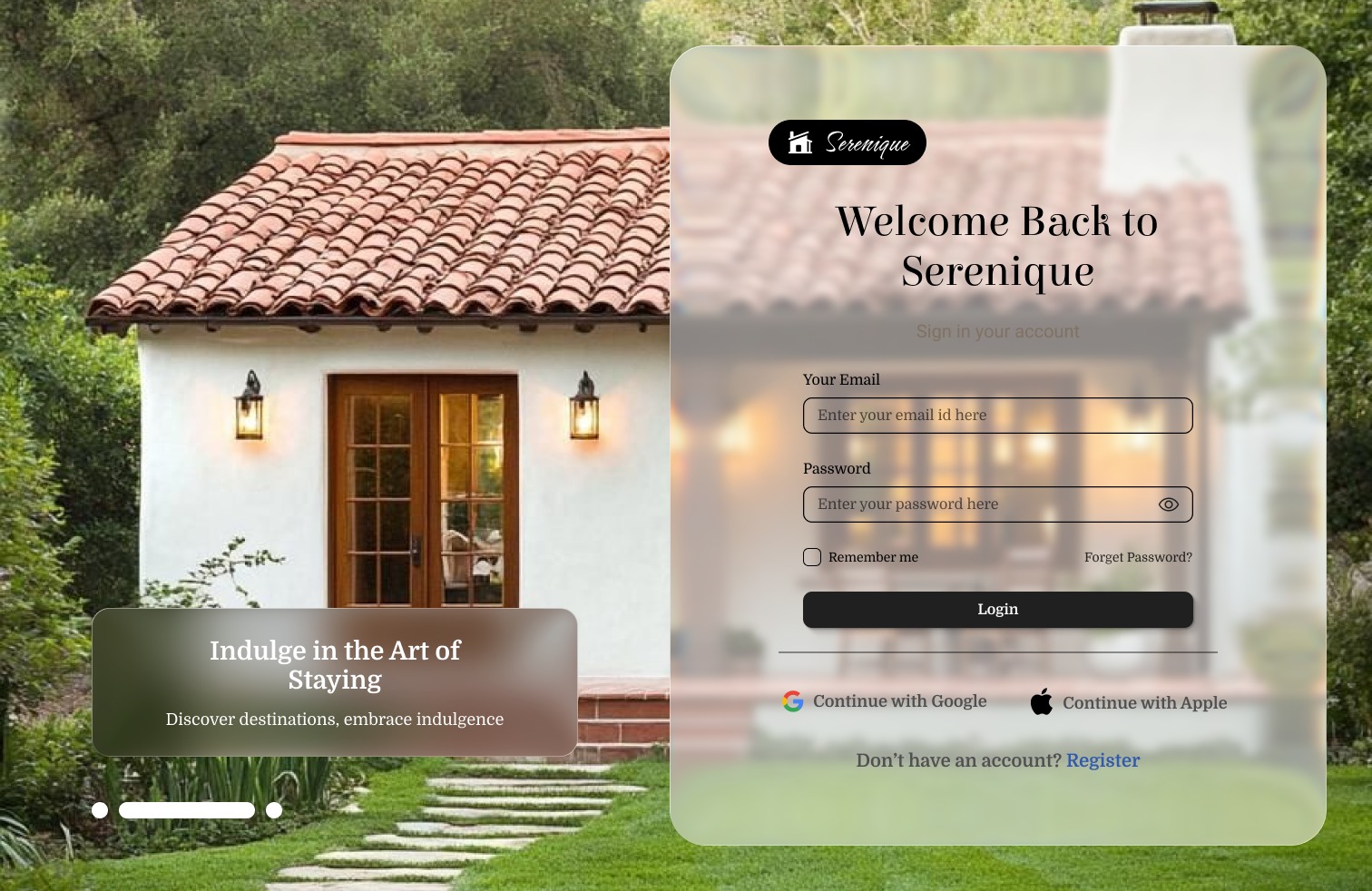 Clean & Elegant Login Screen for Hotel Booking Image 1