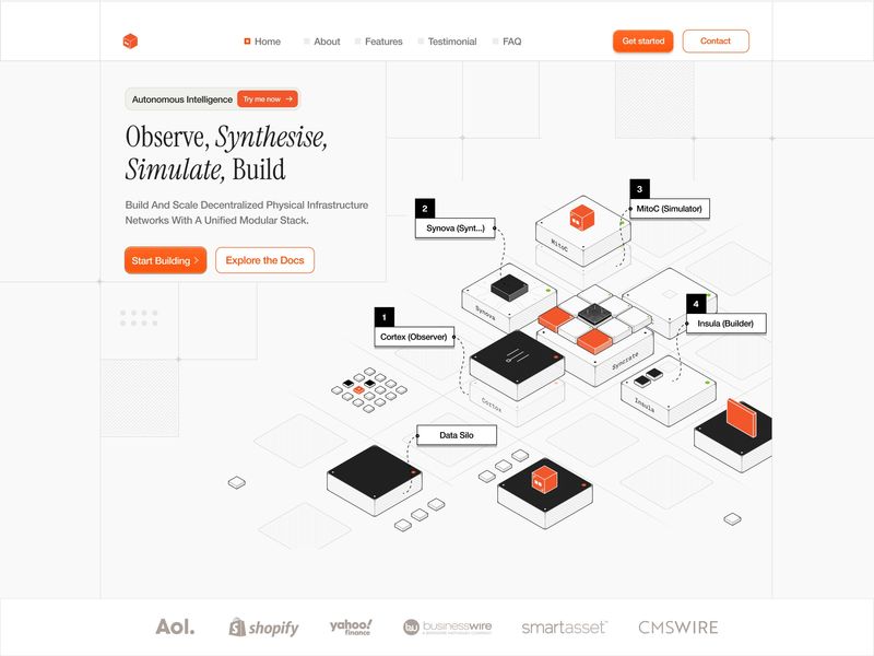 🟠 Modular Infra — Isometric Tech Stack Landing Page ✨