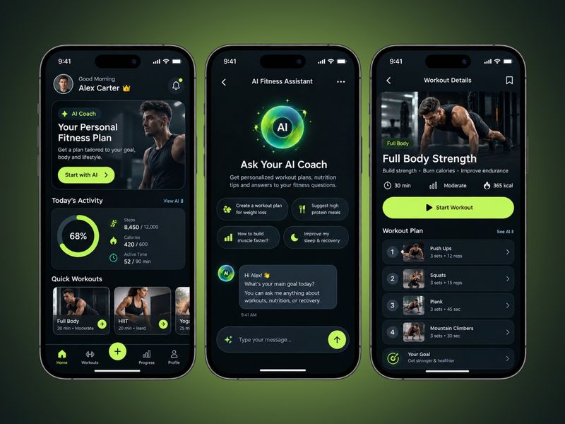 AI Fitness App – Smart Workout & Personal Coach UI