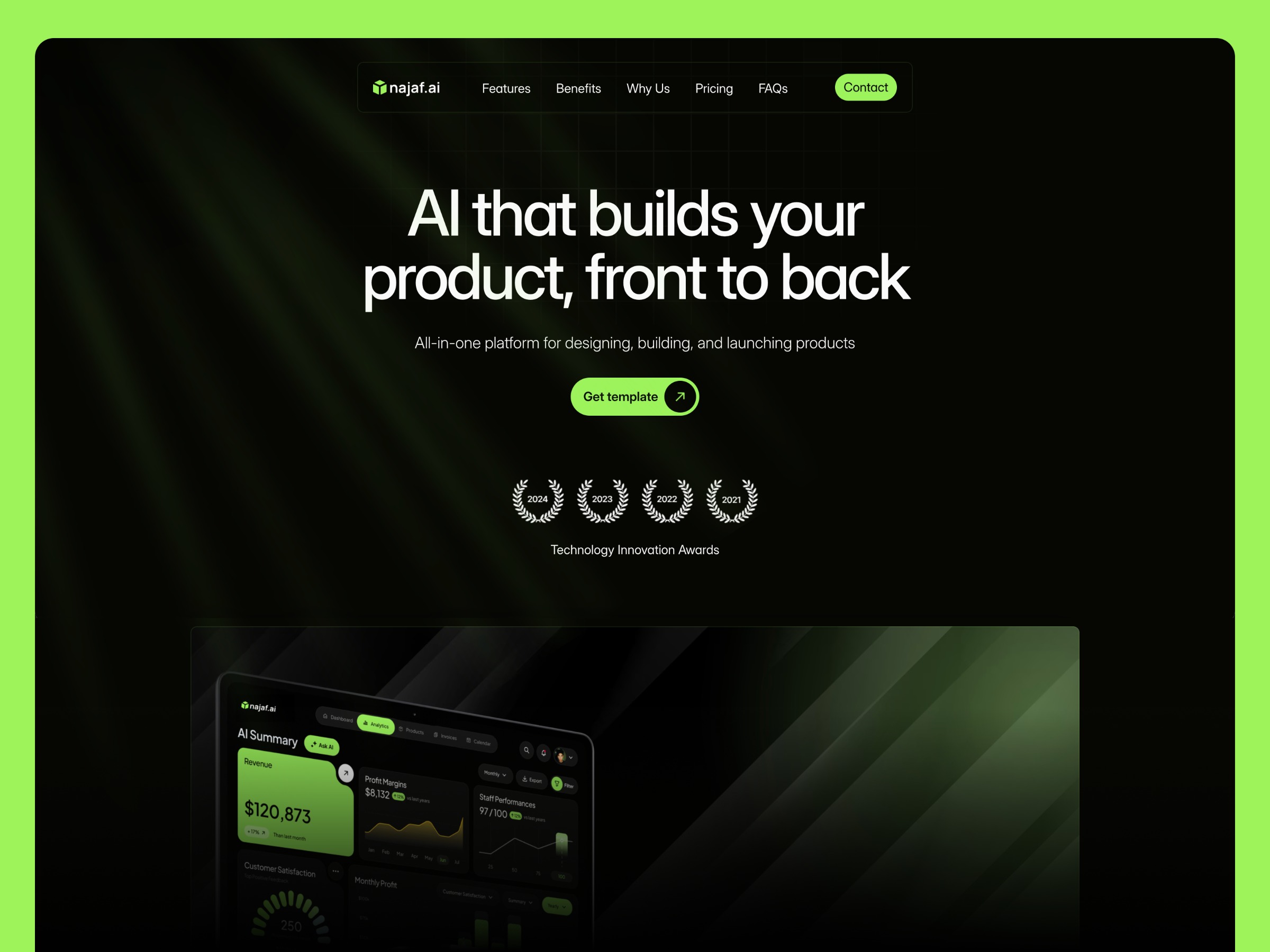 Free Framer Template for AI Product Platform Image 0
