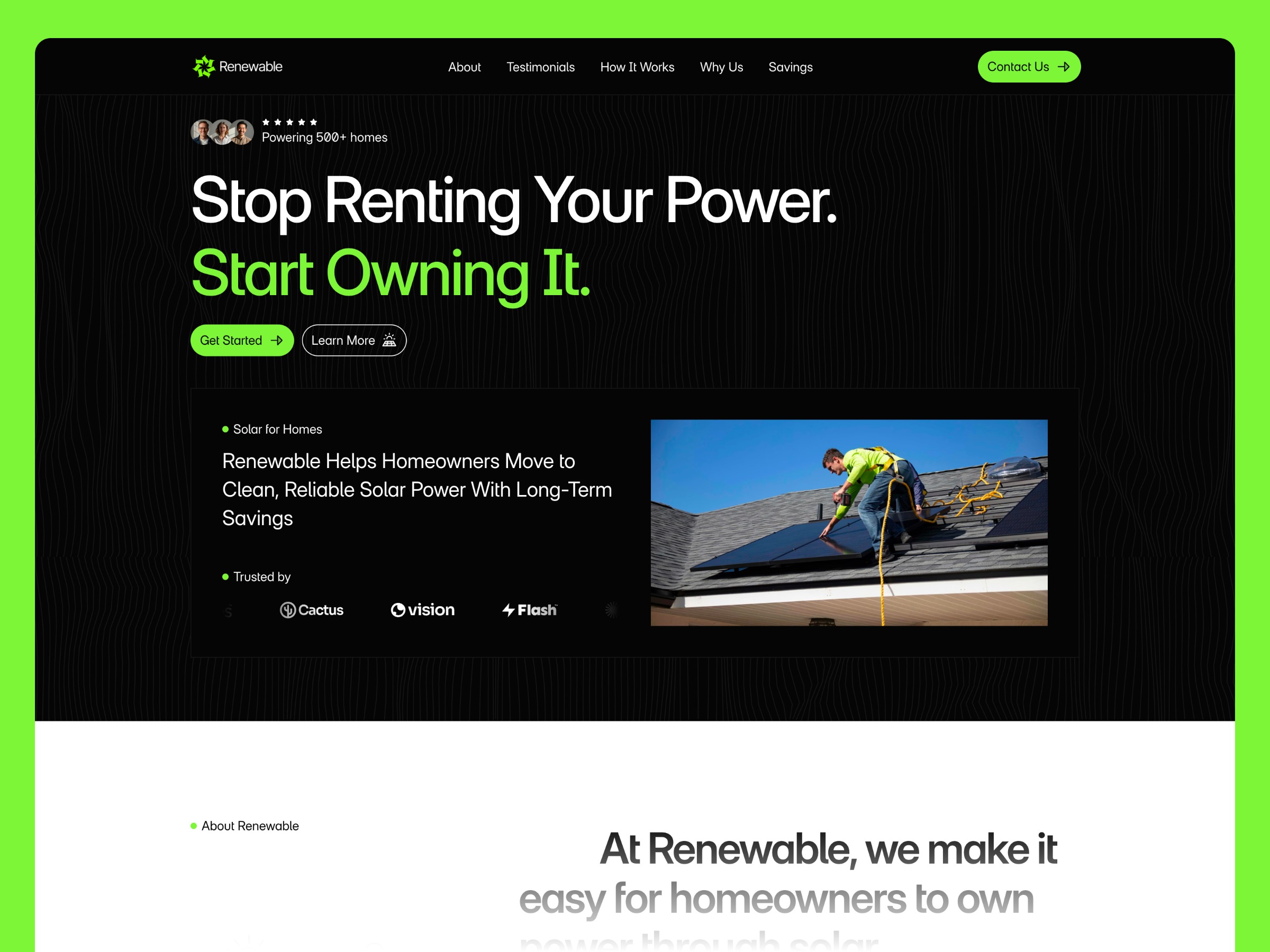 Renewable - Free Framer Template for Clean Energy