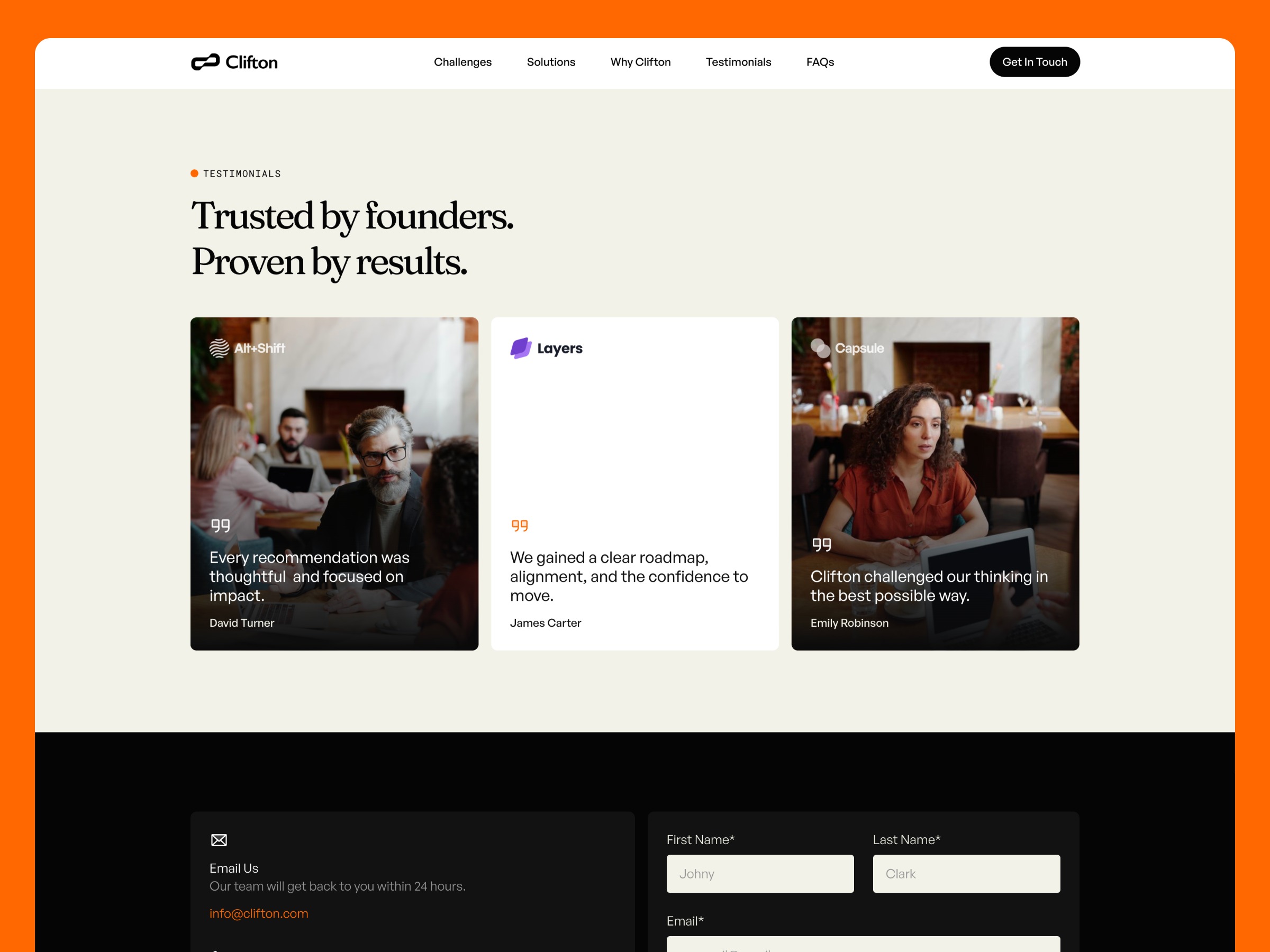 Clifton – Business & Consulting Framer Template Image 1