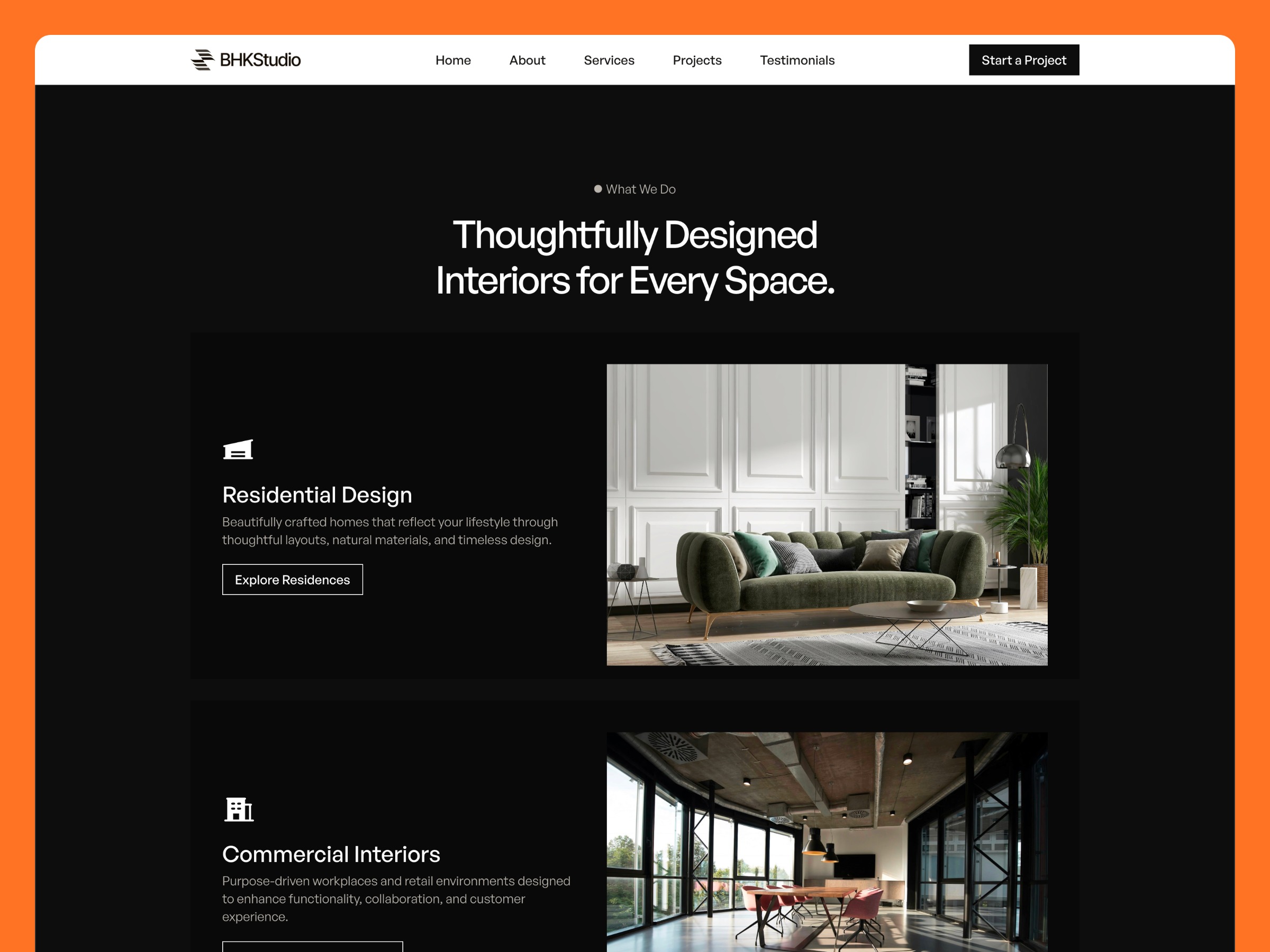 BHK – Interior Design Framer Template for Modern Design Studios Image 0