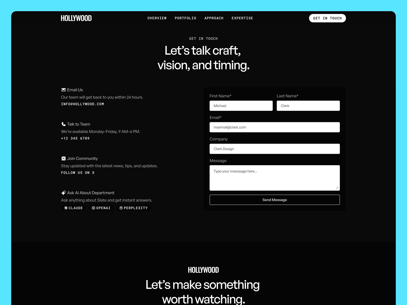 Hollywood — Free Framer Template for Production Studios Image 0