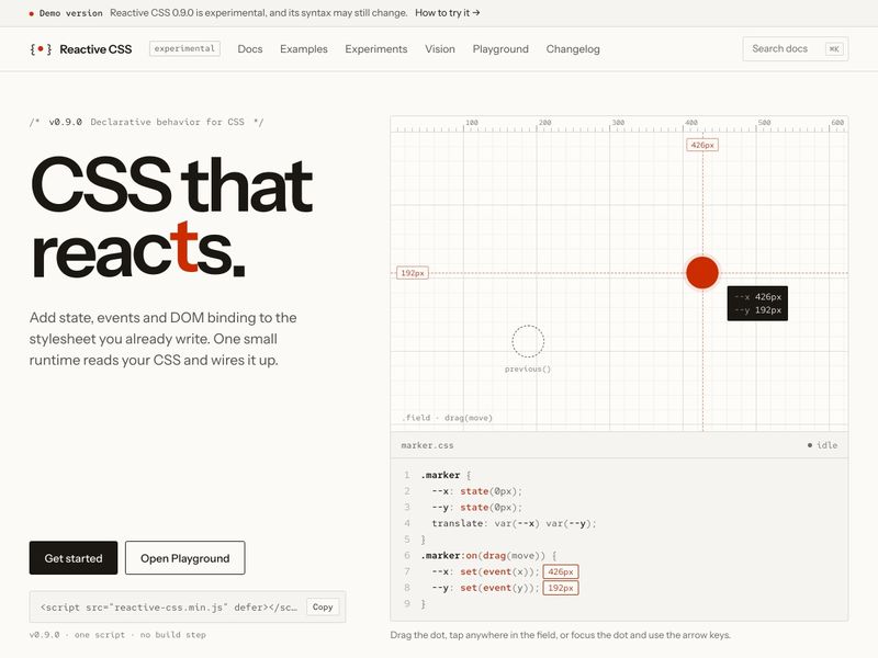 Reactive CSS · State and events in the CSS you already write