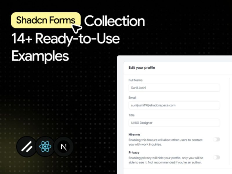 Top 15 Shadcn Form Components, Templates & Examples