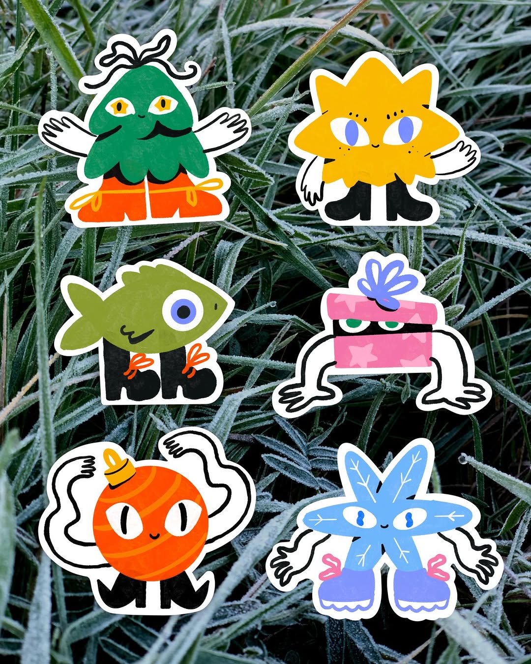 Group of quirky winter characters ❄️