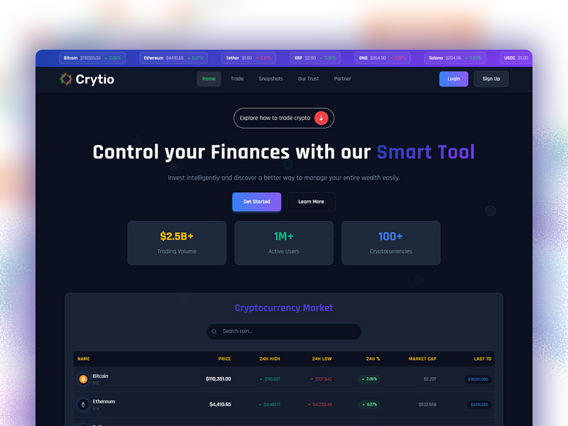 Crypto Trading Web App UI Design