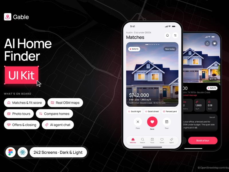 Gable – AI Home Finder App UI Kit - Mobile design asset by UI8