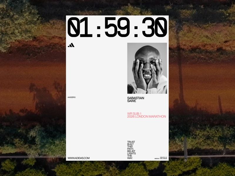 Adidas Marathon Poster - Minimalist Editorial Sports Design