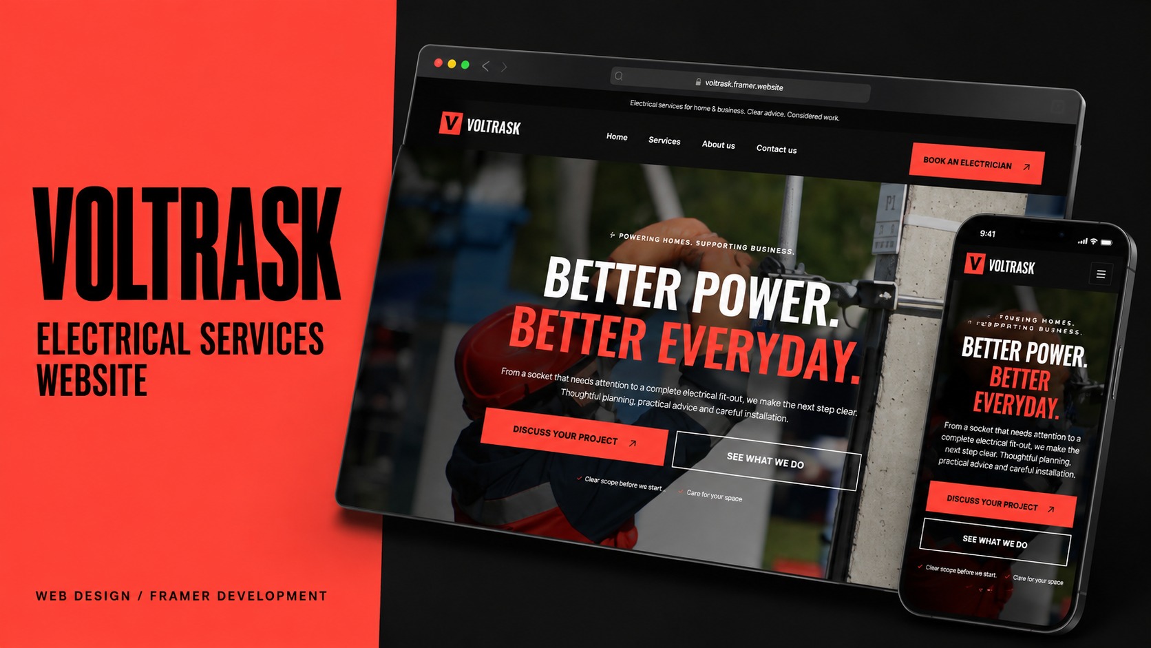 Voltrask — Website Template for Framer by Oleksandr Izmailov on Muzli