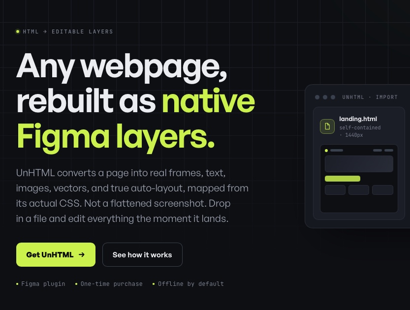 UnHTML · Turn any webpage into native, editable Figma layers