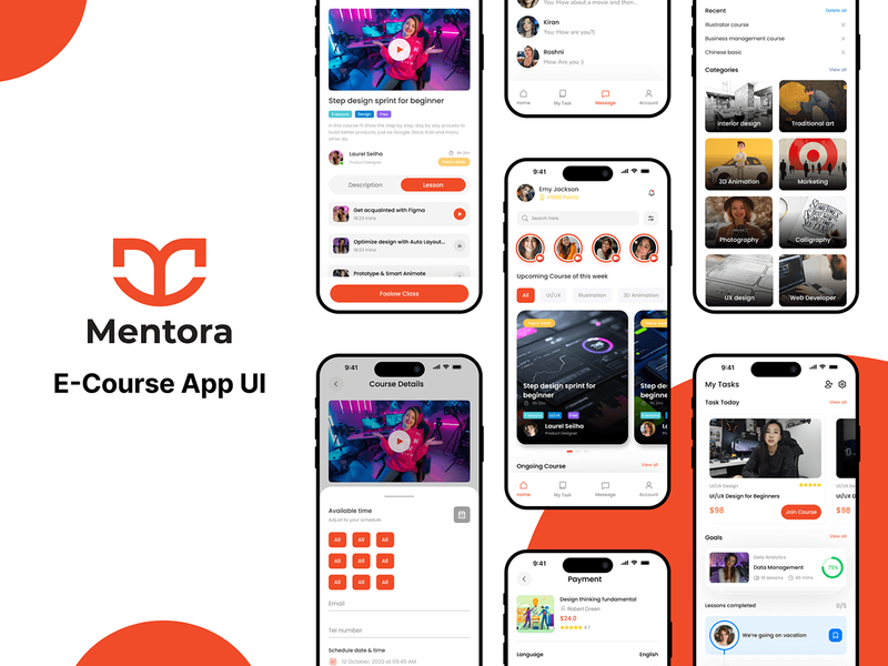 Mentora - Ecourse App UI Design