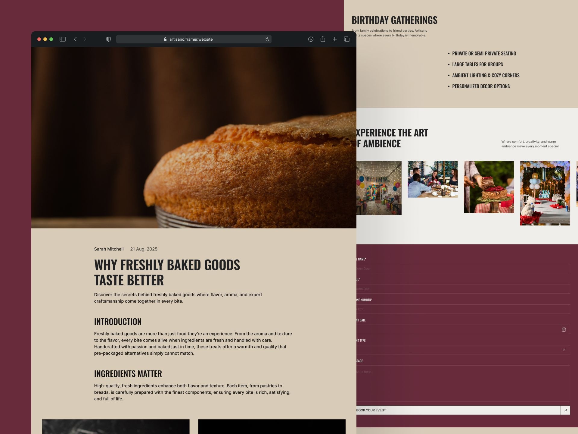 Artisano · Cafe & Bistro Website Template Buy for $49