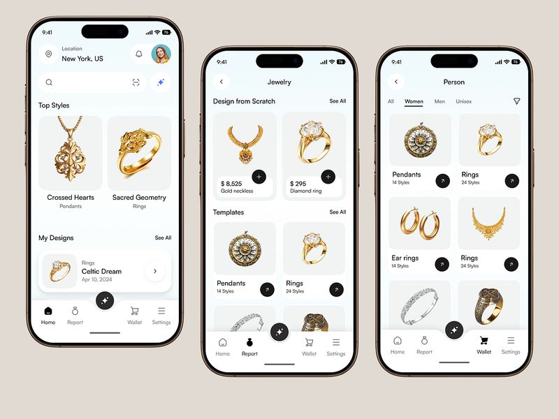 AI Jewelry Design & Shopping App | Premium Mobile UI UX
