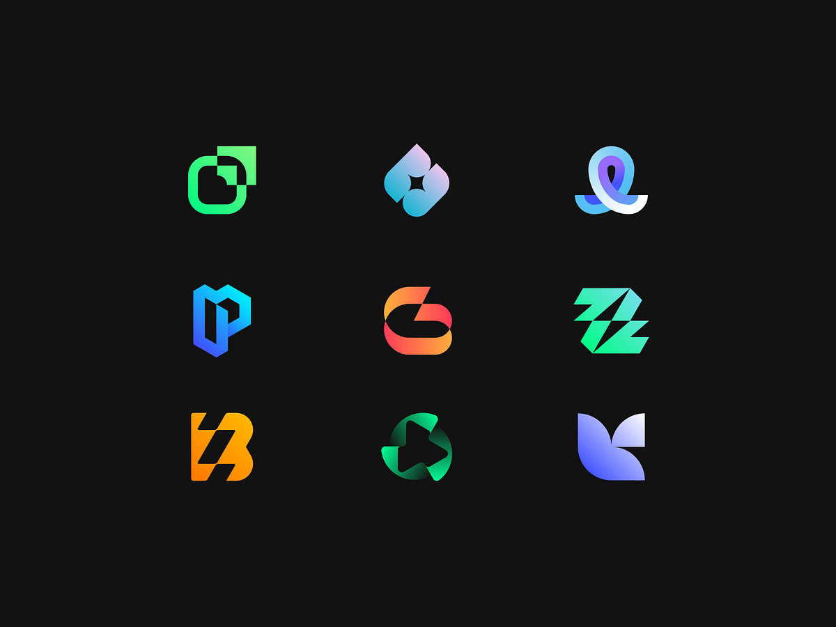 Modern, Minimalist, Abstract Gradient Logos For Startups