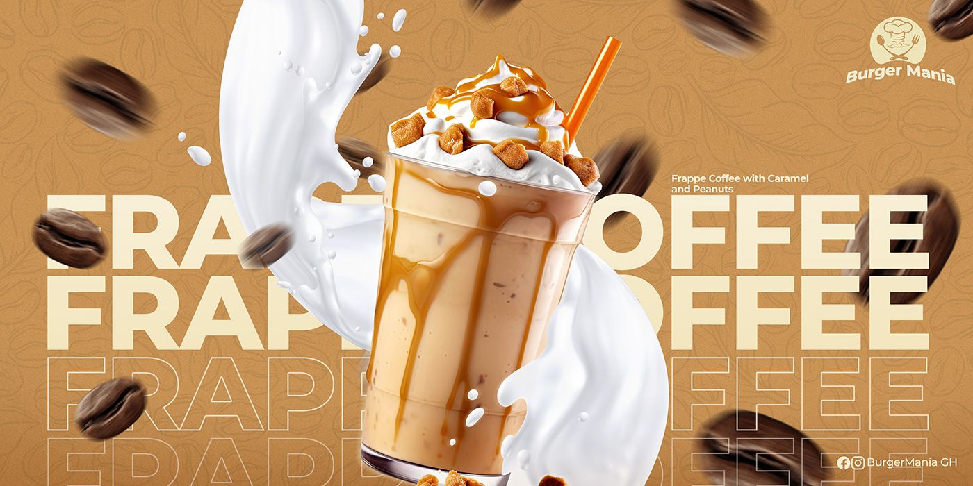 Frappe Coffee with Caramel and Peanuts