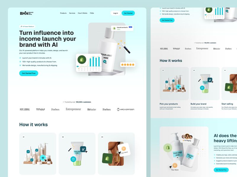 Brand Me Now - AI SaaS Website for Brand Creation