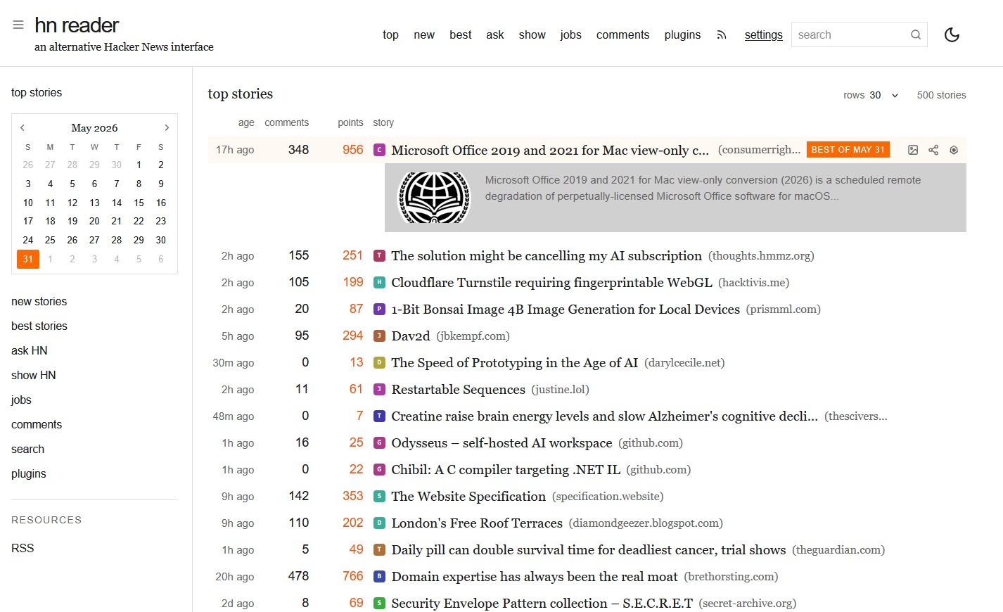 HN Reader: Browse Hacker News and clip articles directly to Obsidian | Product Hunt Image 0