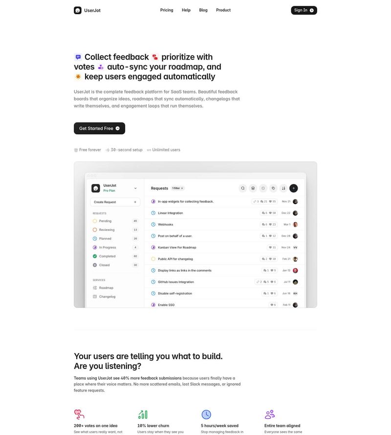 Screenshot taken from userjot.com