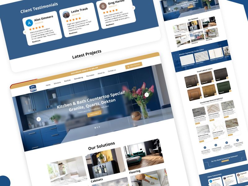 Kitchen Countertop & Cabinets Website UI Design
