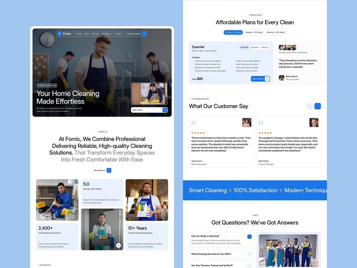 Fomic - Cleaning Agency Website Design Image 1