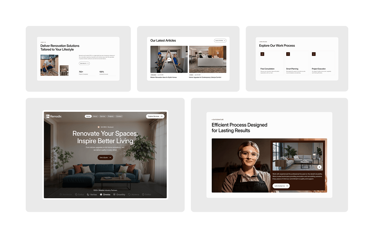 Remodix: Home Renovation Website UI/UX Case Study Image 1