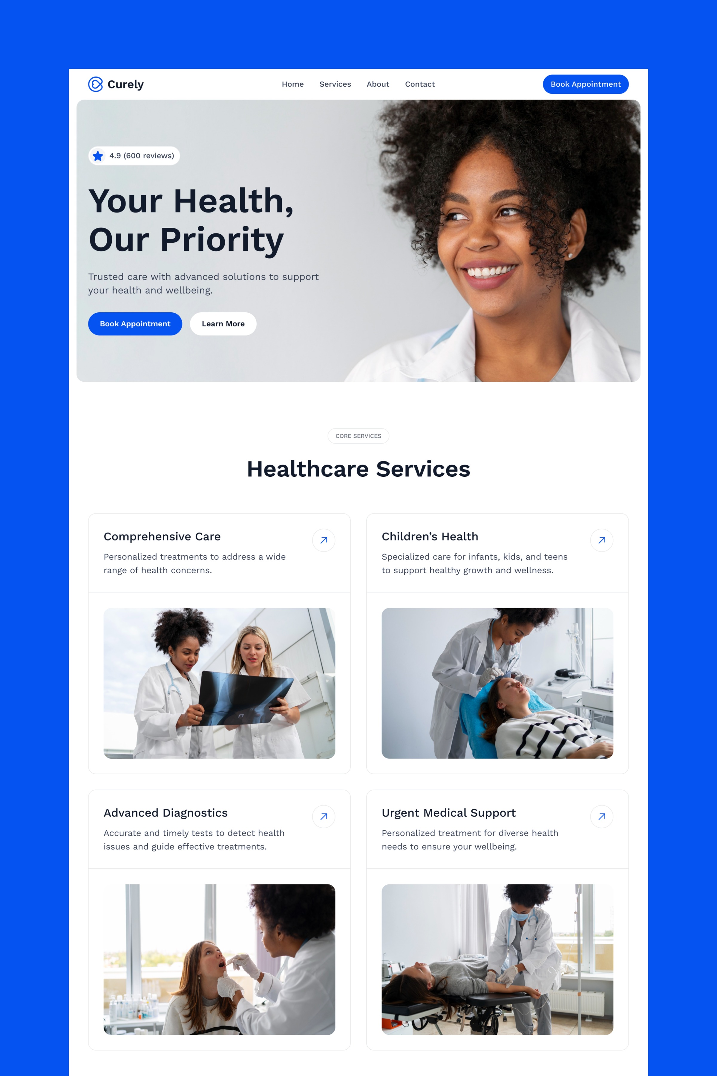 Curely · Health Care Website Template Image 0