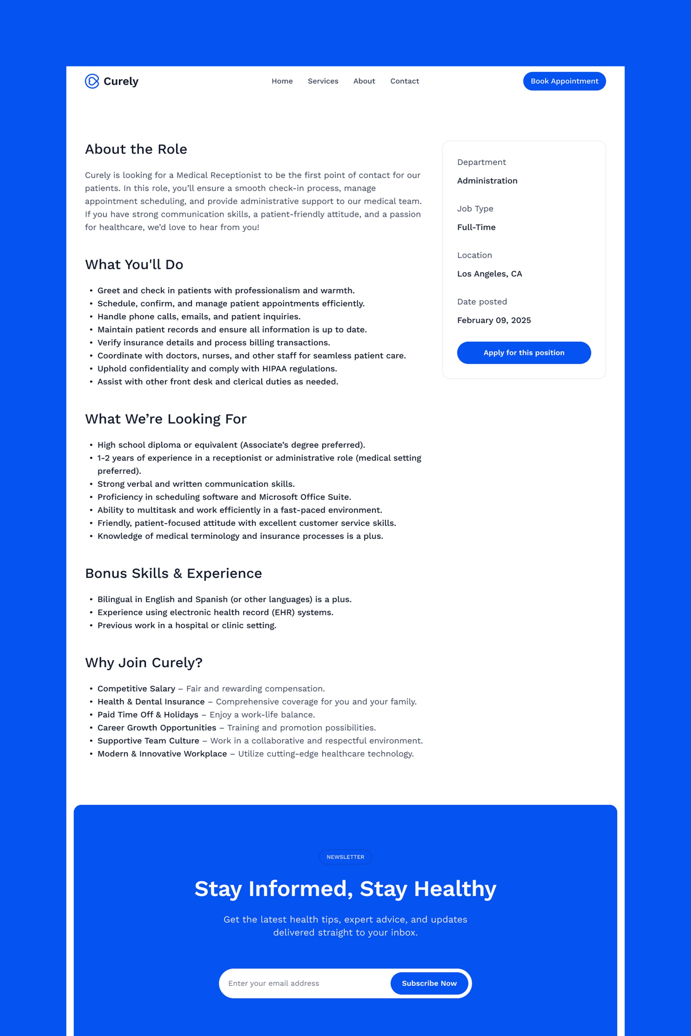 Curely · Health Care Website Template Image 0