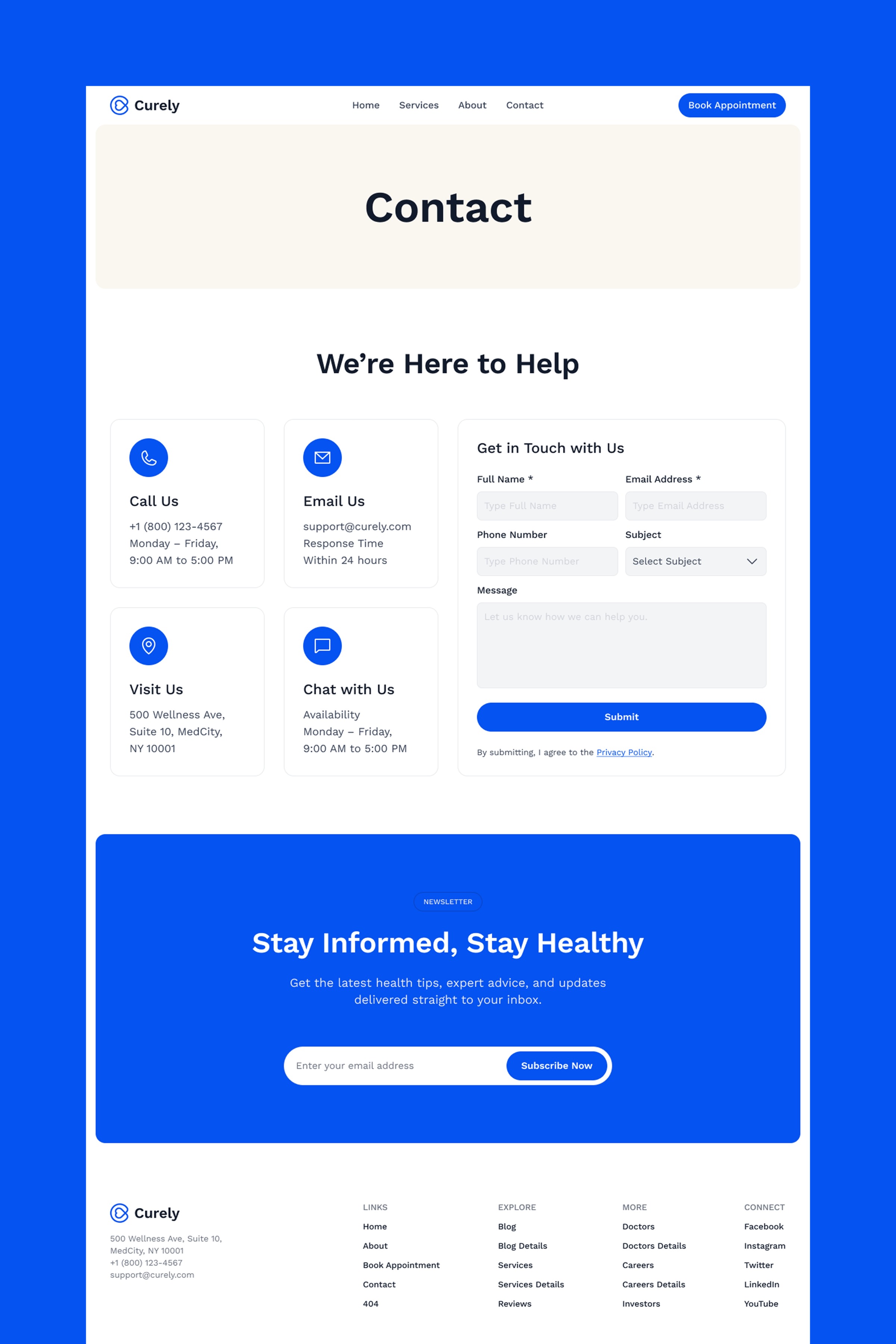 Curely · Health Care Website Template Image 0