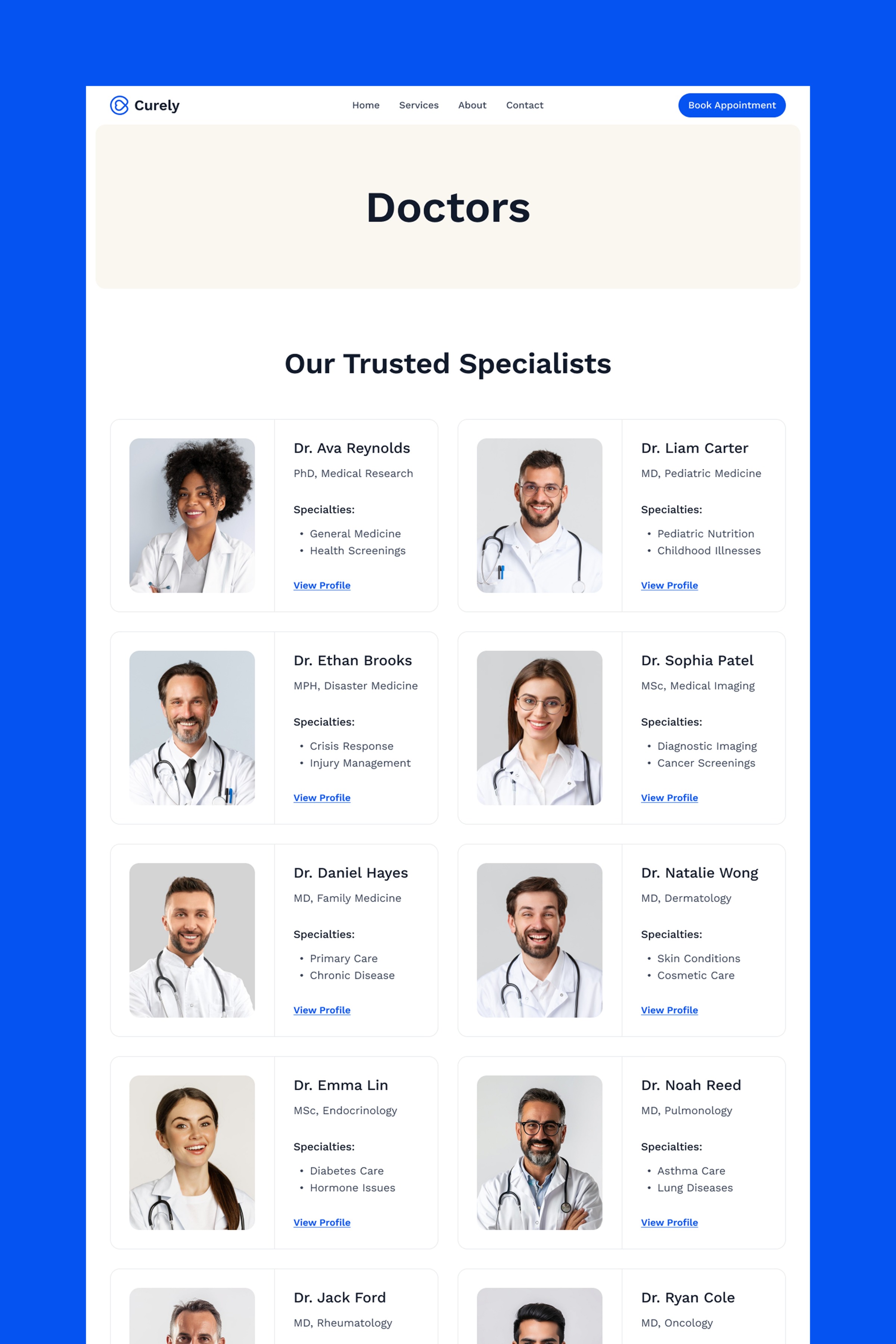Curely · Health Care Website Template Image 0