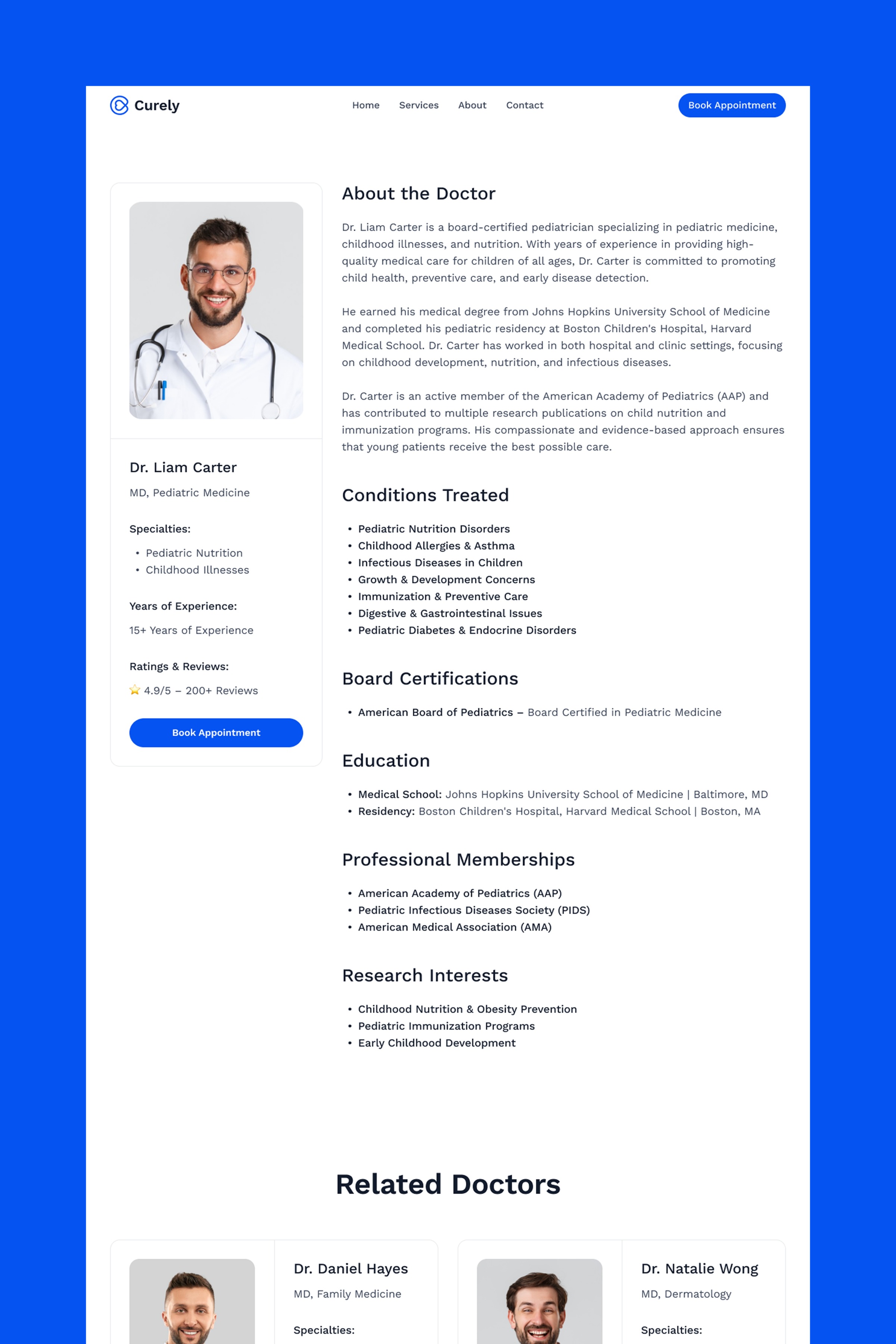 Curely · Health Care Website Template Image 0