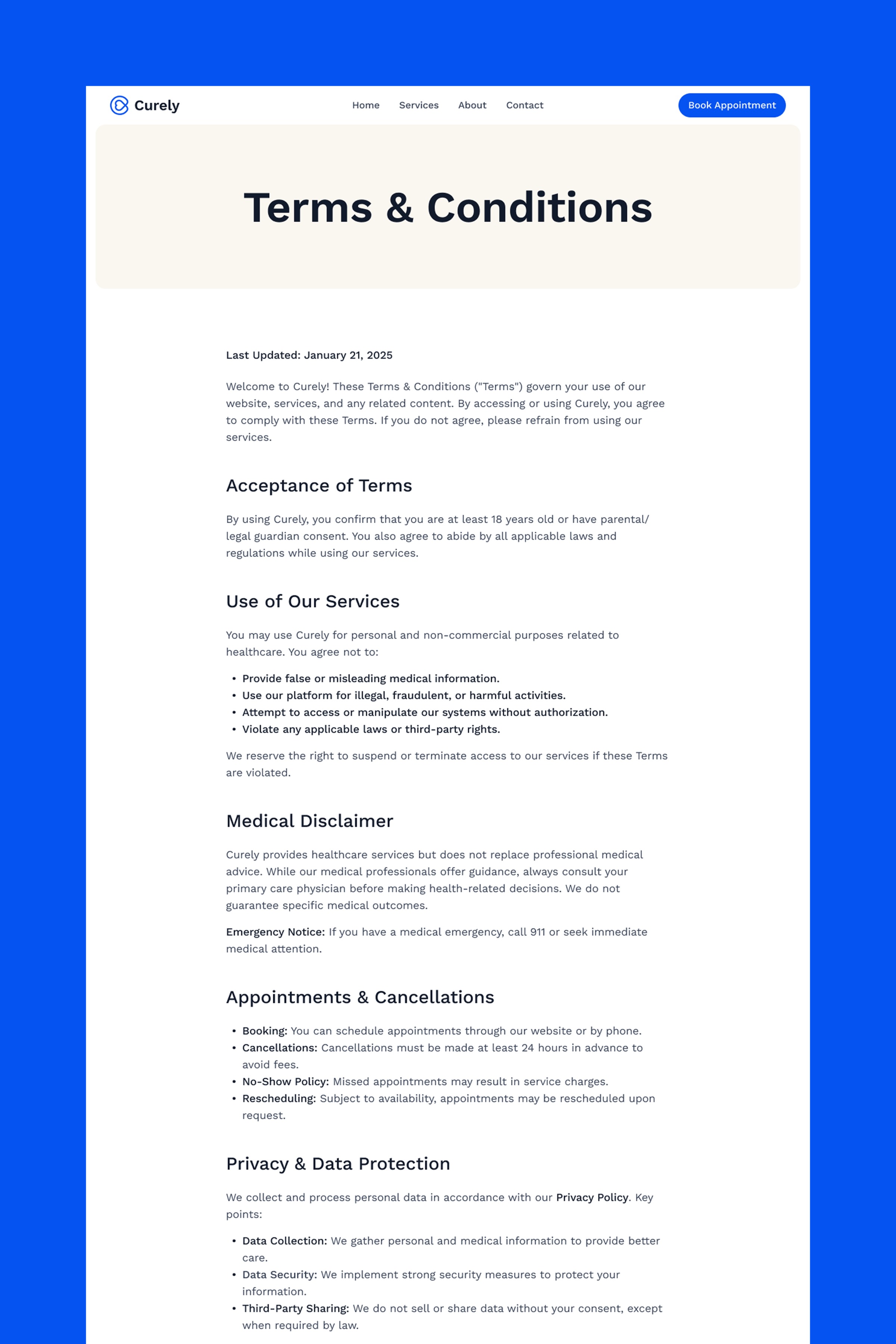 Curely · Health Care Website Template Image 0