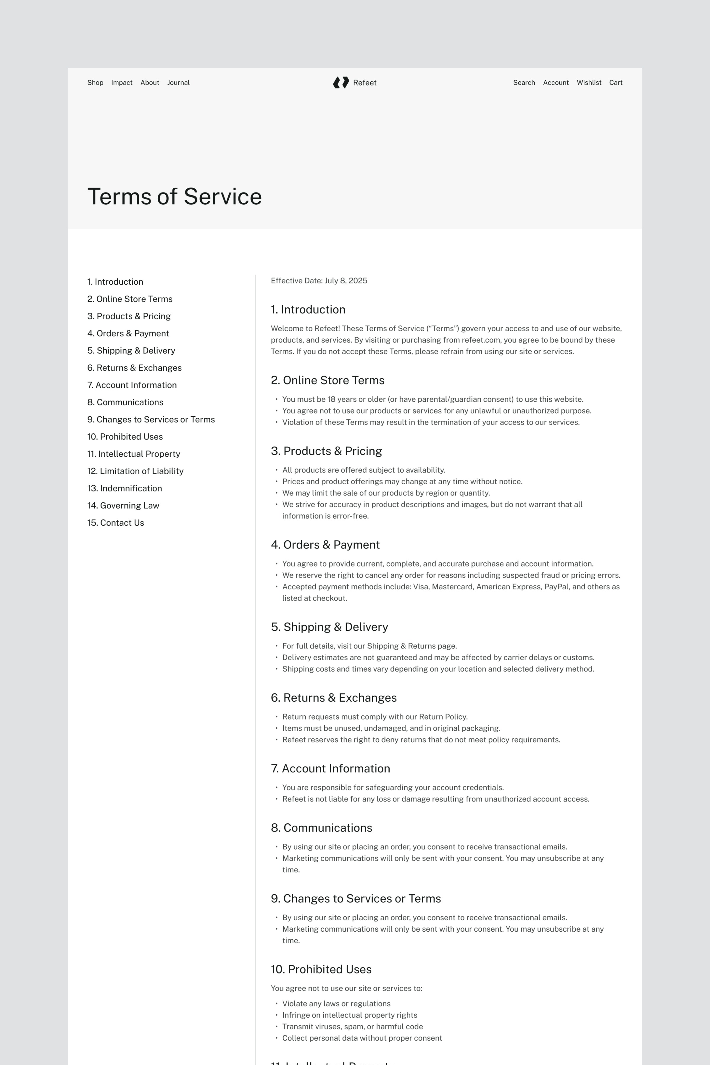 Refeet · E-commerce Website Template Image 0
