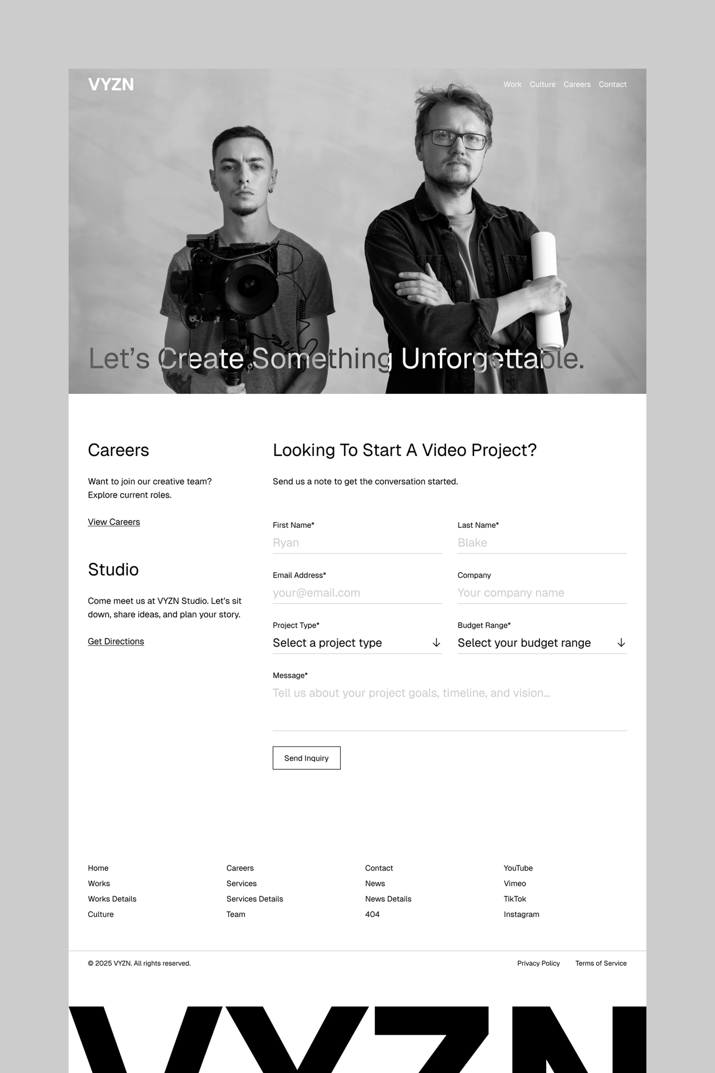 VYZN Video Production Agency Template Image 0