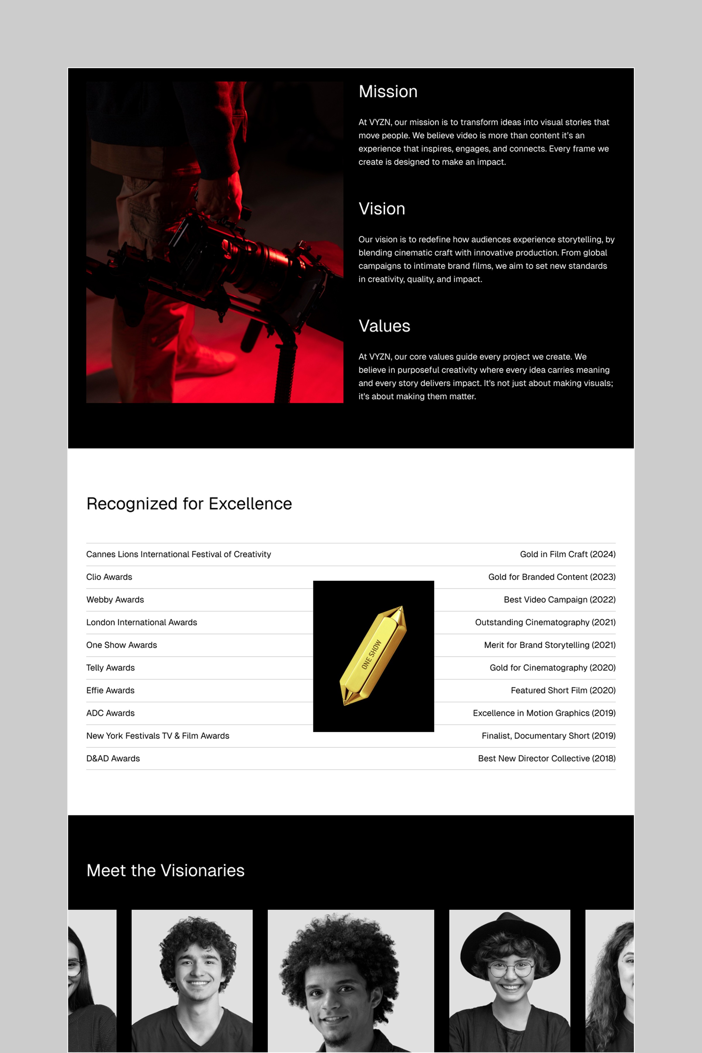 VYZN Video Production Agency Template Image 0