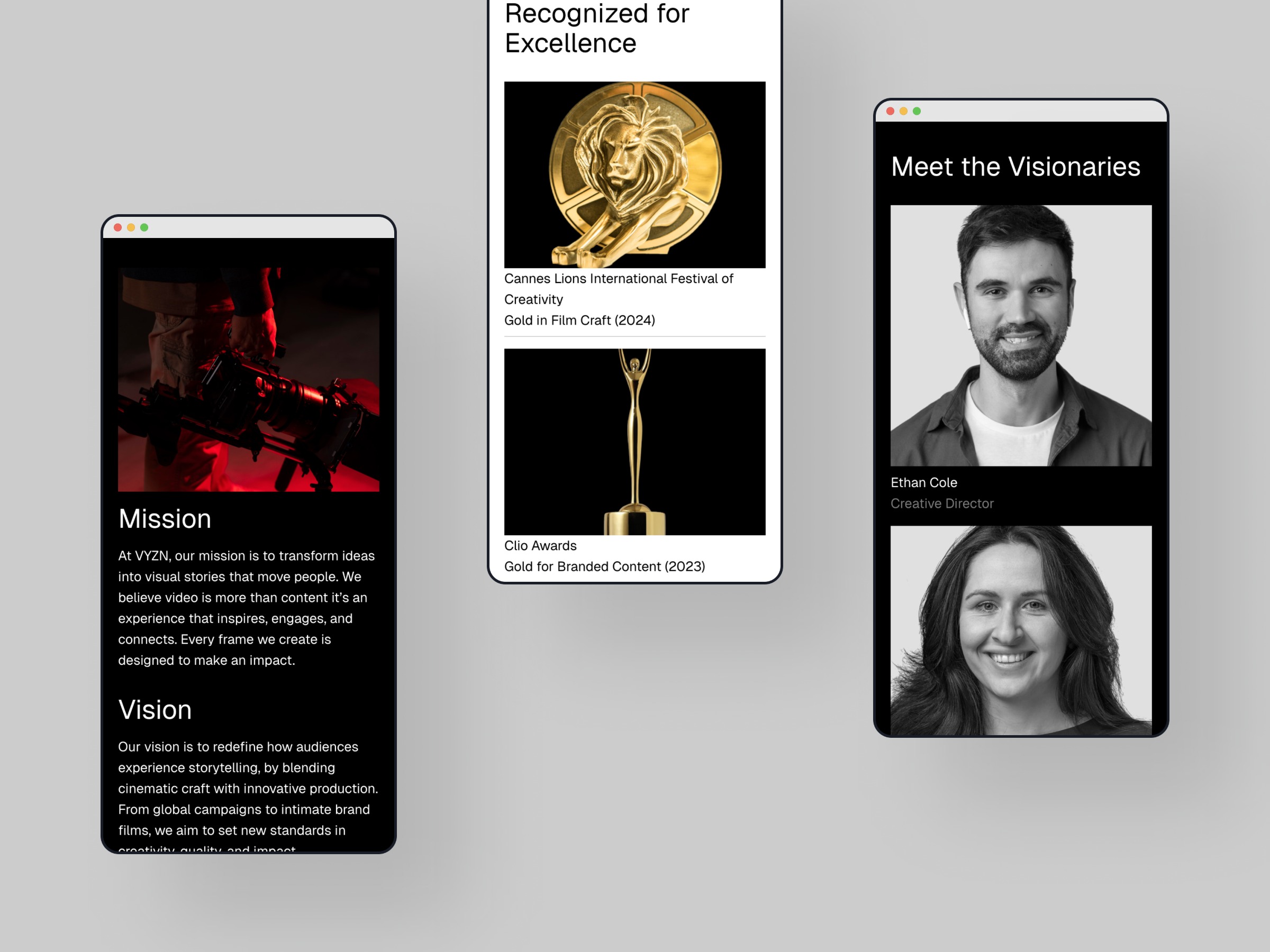 VYZN Video Production Agency Template by Amir Fahad on Muzli