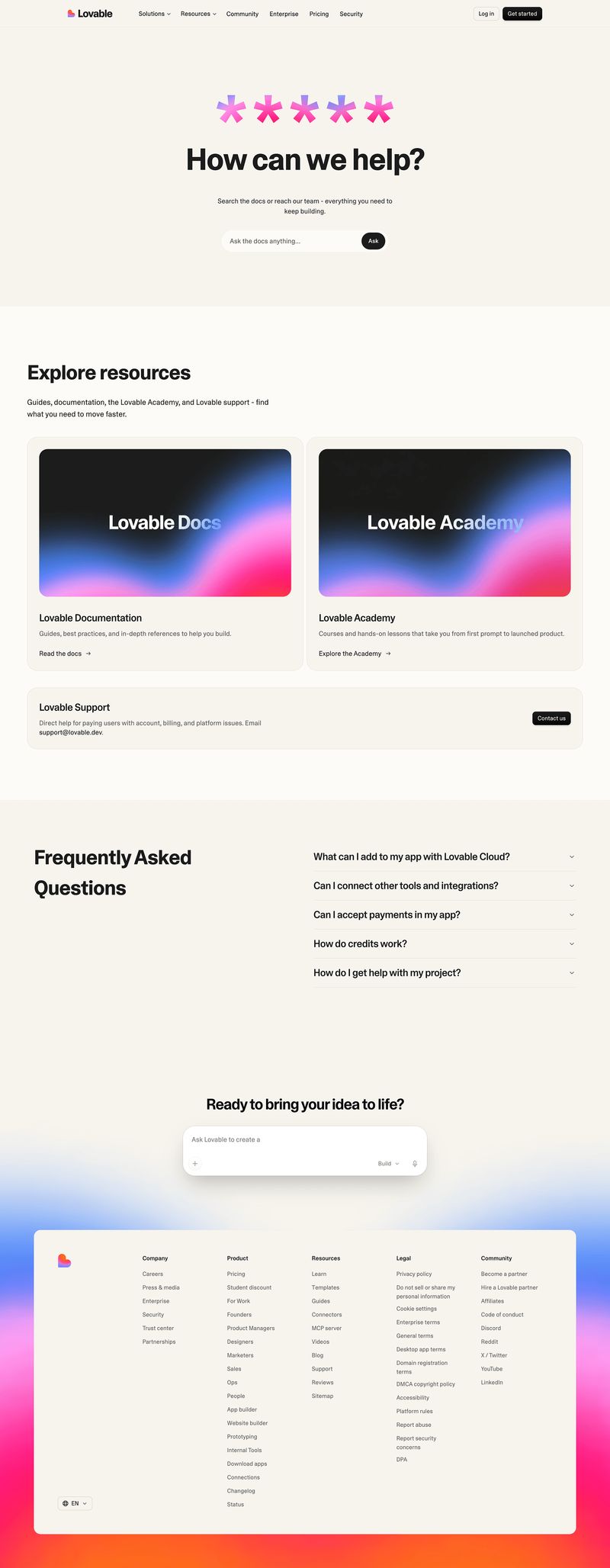 Lovable contact us