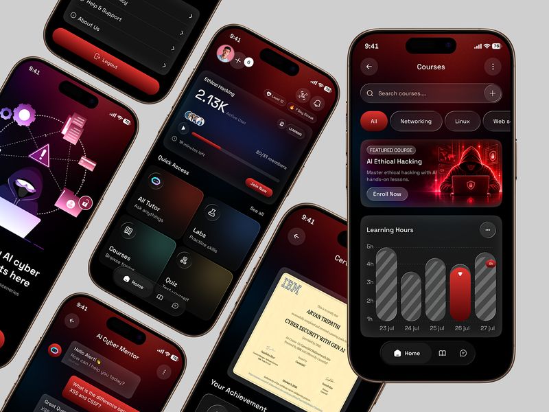 AI Cybersecurity Training App | Mobile UI Design